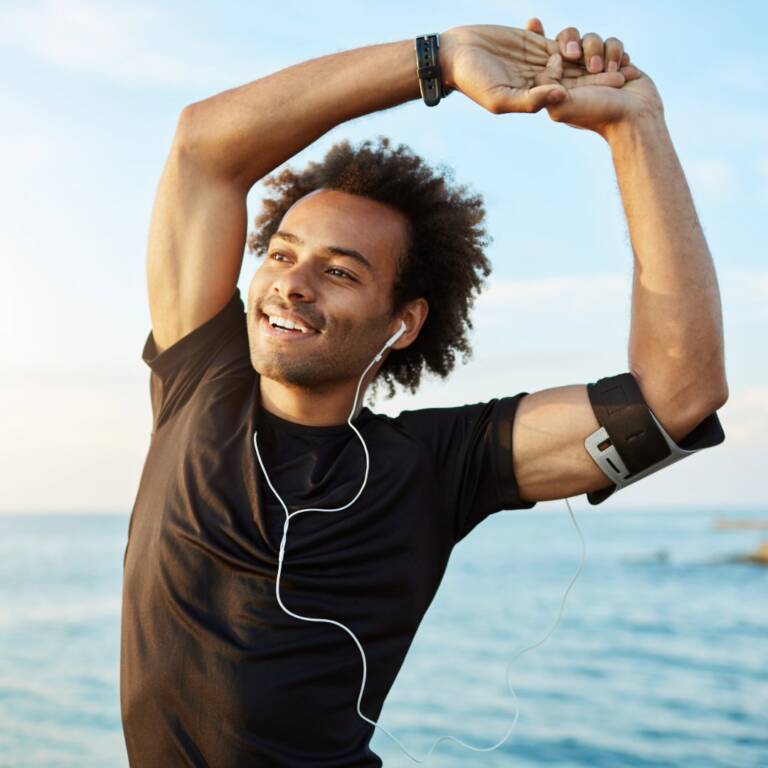 Man stretching before a workout