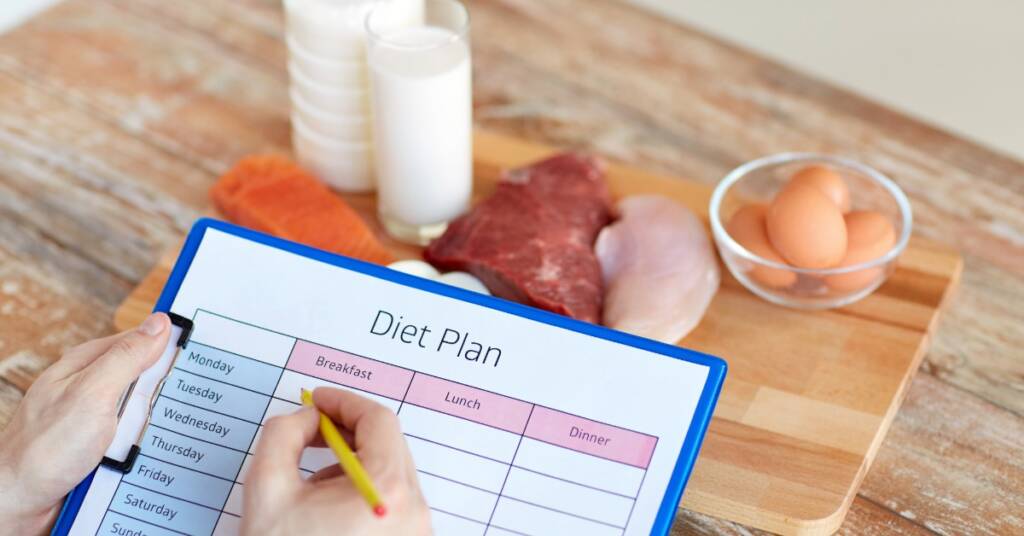 Table or chart of “Top Protein Sources for Men” with protein grams per serving